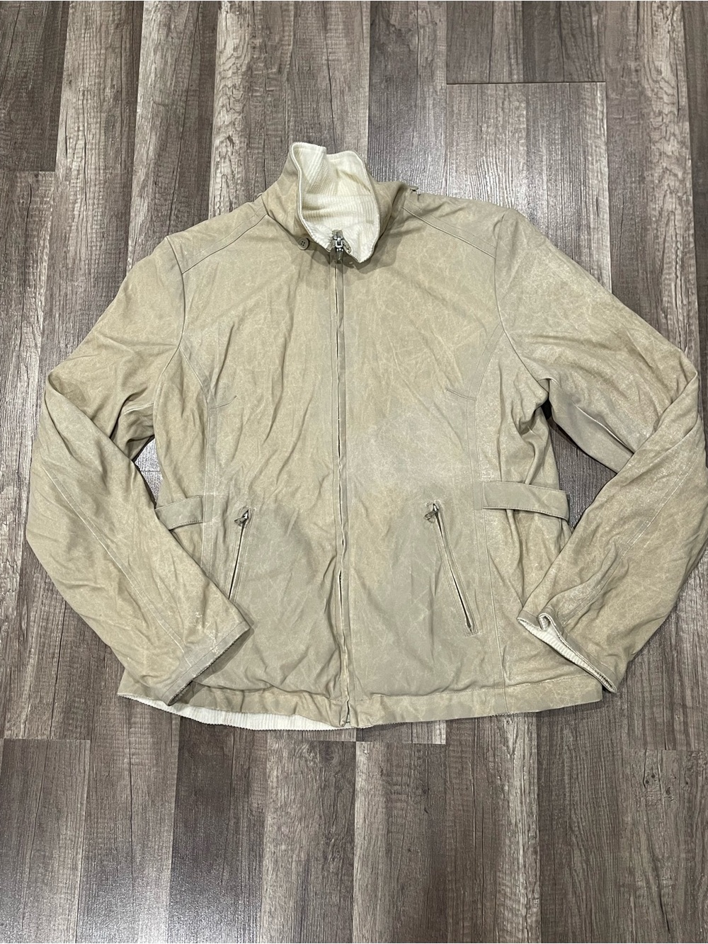 Weather Tamer | Men's Lightweight Beige Zip-Front Jacket | Duel Sided | Size L